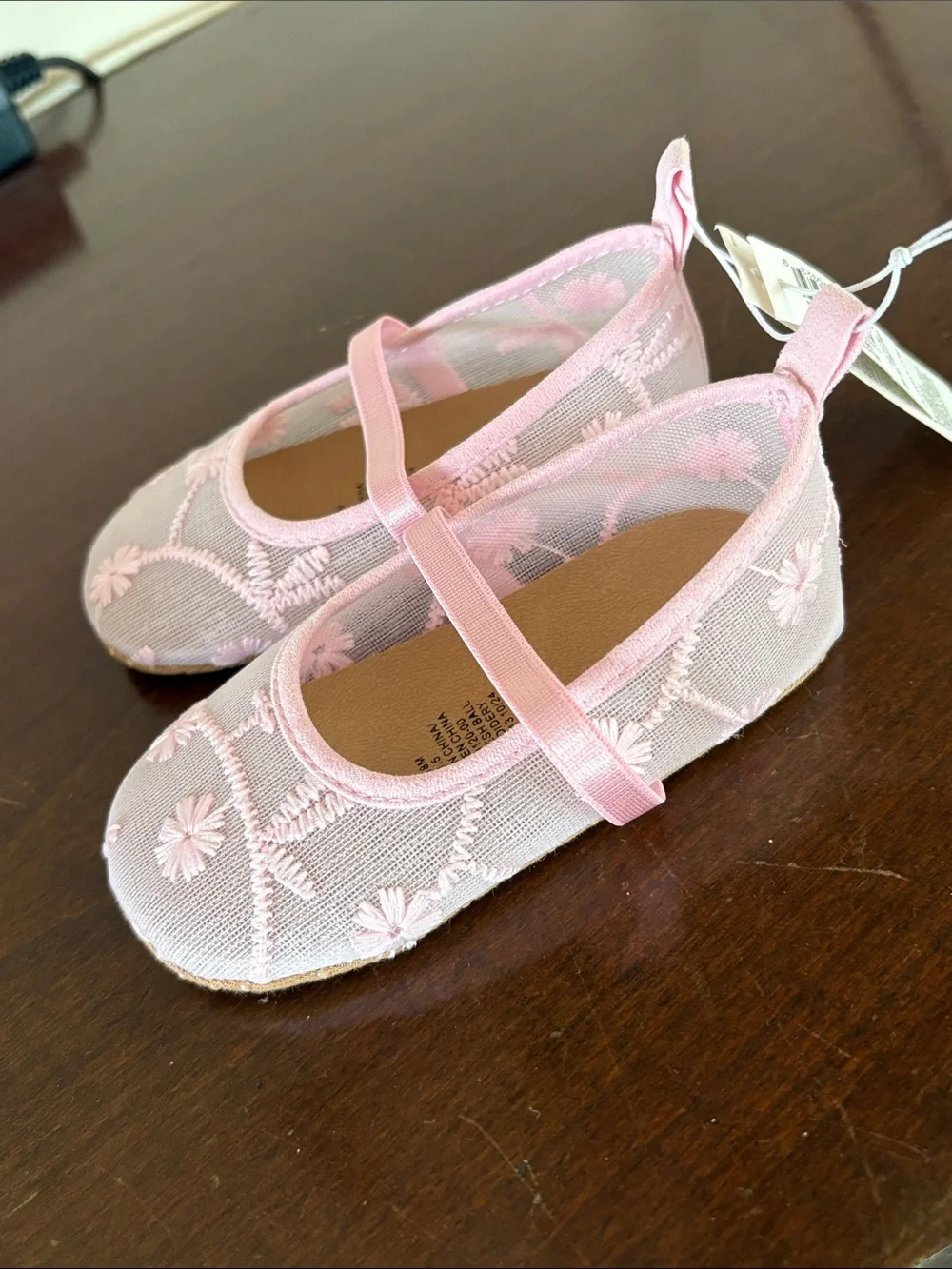 Gymboree Light Pink Floral Mesh Mary Jane Flats for Kids